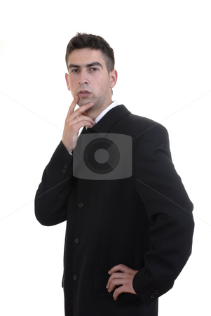 To use this stock image in your creative project, please select the size you need over to the right and click the "Add to Cart" button.
Your downloaded image will come with the Cutcaster watermark removed so don’t worry about the watermark you see on this page. Stand stock photo, Young business man alone thinking in white background by Rui Vale de Sousa