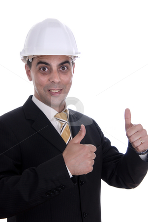 To use this stock image in your creative project, please select the size you need over to the right and click the "Add to Cart" button.
Your downloaded image will come with the Cutcaster watermark removed so don’t worry about the watermark you see on this page. Helmet stock photo, An engineer with thumb up, isolated on white by Rui Vale de Sousa