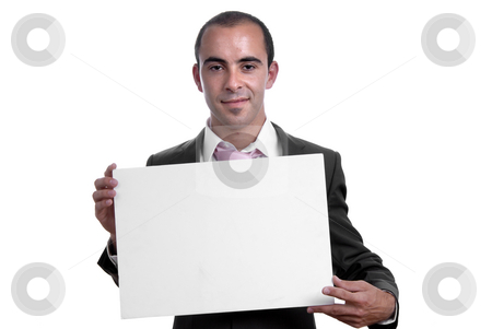 To use this stock image in your creative project, please select the size you need over to the right and click the "Add to Cart" button.
Your downloaded image will come with the Cutcaster watermark removed so don’t worry about the watermark you see on this page. White card stock photo, Business man with an empty white card by Rui Vale de Sousa