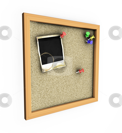 To use this stock image in your creative project, please select the size you need over to the right and click the "Add to Cart" button.
Your downloaded image will come with the Cutcaster watermark removed so don’t worry about the watermark you see on this page. Noticeboard stock photo, 3D render of a noticeboard with a grunge polaroid by Kirsty Pargeter