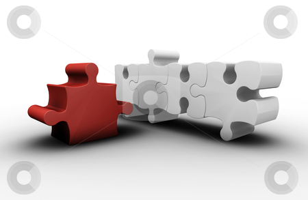 To use this stock image in your creative project, please select the size you need over to the right and click the "Add to Cart" button.
Your downloaded image will come with the Cutcaster watermark removed so don’t worry about the watermark you see on this page. Individuality stock photo, 3D render of one red puzzle piece amongst white ones by Kirsty Pargeter