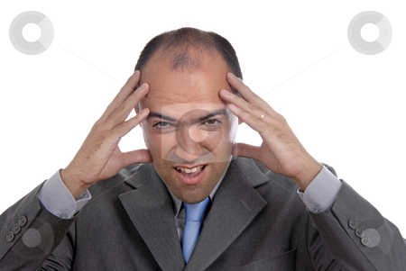 To use this stock image in your creative project, please select the size you need over to the right and click the "Add to Cart" button.
Your downloaded image will come with the Cutcaster watermark removed so don’t worry about the watermark you see on this page. Headache stock photo, Businessman in a suit gestures with a headache by Rui Vale de Sousa