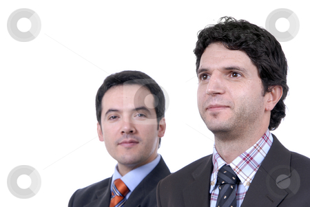 To use this stock image in your creative project, please select the size you need over to the right and click the "Add to Cart" button.
Your downloaded image will come with the Cutcaster watermark removed so don’t worry about the watermark you see on this page. Business men stock photo, Two young business men portrait on white. focus on the right man by Rui Vale de Sousa