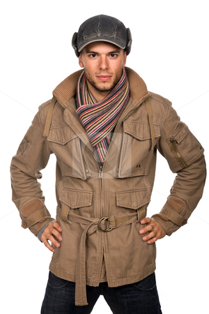 To use this stock image in your creative project, please select the size you need over to the right and click the "Add to Cart" button.
Your downloaded image will come with the Cutcaster watermark removed so don’t worry about the watermark you see on this page. Young man stock photo, Studio picture of a young man dressed for winter by Rui Vale de Sousa