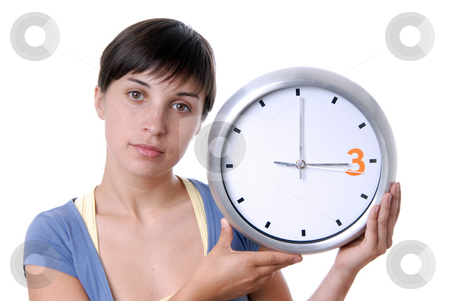To use this stock image in your creative project, please select the size you need over to the right and click the "Add to Cart" button.
Your downloaded image will come with the Cutcaster watermark removed so don’t worry about the watermark you see on this page. Clock stock photo, Caucasian young woman holding a big clock by Rui Vale de Sousa