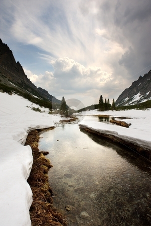To use this stock image in your creative project, please select the size you need over to the right and click the "Add to Cart" button.
Your downloaded image will come with the Cutcaster watermark removed so don’t worry about the watermark you see on this page. Mountains creek stock photo, Mountain creek and clouds reflection by Juraj Kovacik