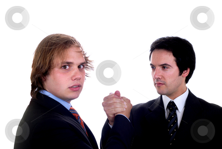 To use this stock image in your creative project, please select the size you need over to the right and click the "Add to Cart" button.
Your downloaded image will come with the Cutcaster watermark removed so don’t worry about the watermark you see on this page. Handshake stock photo, Two young business men portrait on white by Rui Vale de Sousa