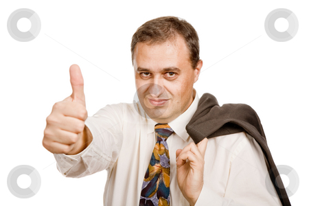 To use this stock image in your creative project, please select the size you need over to the right and click the "Add to Cart" button.
Your downloaded image will come with the Cutcaster watermark removed so don’t worry about the watermark you see on this page. Thumb up stock photo, Business man going thumb up, isolated on white by Rui Vale de Sousa