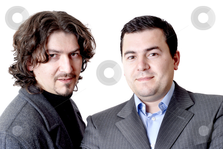 To use this stock image in your creative project, please select the size you need over to the right and click the "Add to Cart" button.
Your downloaded image will come with the Cutcaster watermark removed so don’t worry about the watermark you see on this page. Men stock photo, Two business men - Isolated in studio picture by Rui Vale de Sousa