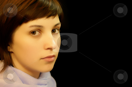To use this stock image in your creative project, please select the size you need over to the right and click the "Add to Cart" button.
Your downloaded image will come with the Cutcaster watermark removed so don’t worry about the watermark you see on this page. Portrait stock photo, Sad casual young woman portrait in black background by Rui Vale de Sousa