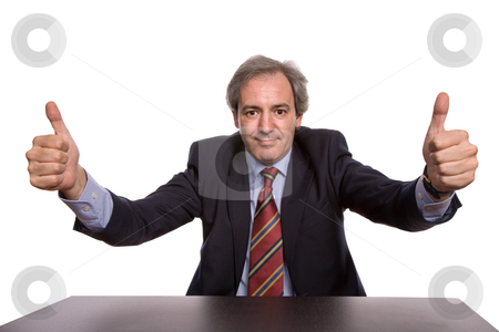 To use this stock image in your creative project, please select the size you need over to the right and click the "Add to Cart" button.
Your downloaded image will come with the Cutcaster watermark removed so don’t worry about the watermark you see on this page. Thumbs up stock photo, Business man going thumbs up isolated on white by Rui Vale de Sousa