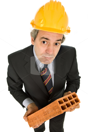 To use this stock image in your creative project, please select the size you need over to the right and click the "Add to Cart" button.
Your downloaded image will come with the Cutcaster watermark removed so don’t worry about the watermark you see on this page. Brick stock photo, Mature worker holding a brick, isolated on white by Rui Vale de Sousa