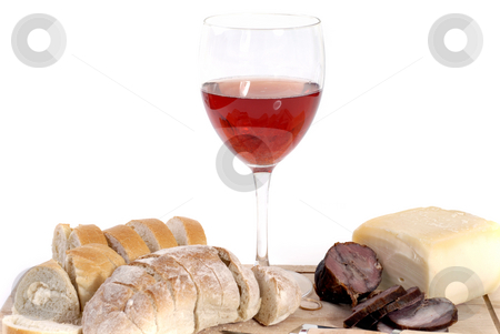 To use this stock image in your creative project, please select the size you need over to the right and click the "Add to Cart" button.
Your downloaded image will come with the Cutcaster watermark removed so don’t worry about the watermark you see on this page. Food stock photo, A set of food with red wine isolated on white by Rui Vale de Sousa