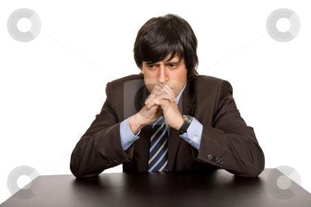 To use this stock image in your creative project, please select the size you need over to the right and click the "Add to Cart" button.
Your downloaded image will come with the Cutcaster watermark removed so don’t worry about the watermark you see on this page. Worried stock photo, Young business man on a desk, isolated on white by Rui Vale de Sousa