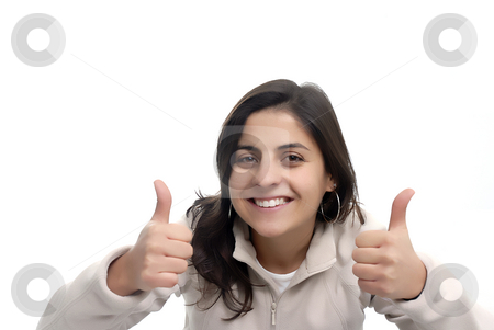 To use this stock image in your creative project, please select the size you need over to the right and click the "Add to Cart" button.
Your downloaded image will come with the Cutcaster watermark removed so don’t worry about the watermark you see on this page. Thumbs up stock photo, Beautiful Woman With Thumbs Up in white background by Rui Vale de Sousa