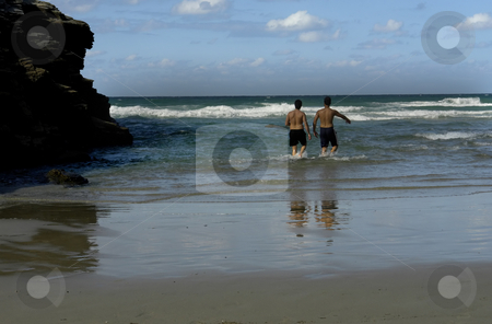 To use this stock image in your creative project, please select the size you need over to the right and click the "Add to Cart" button.
Your downloaded image will come with the Cutcaster watermark removed so don’t worry about the watermark you see on this page. Beach stock photo, Two men having fun at the beach by Rui Vale de Sousa