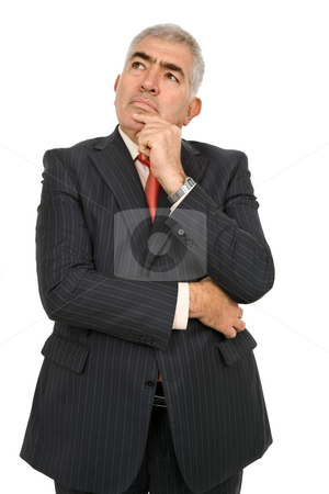 To use this stock image in your creative project, please select the size you need over to the right and click the "Add to Cart" button.
Your downloaded image will come with the Cutcaster watermark removed so don’t worry about the watermark you see on this page. Thinking stock photo, Mature business man portrait in white background by Rui Vale de Sousa