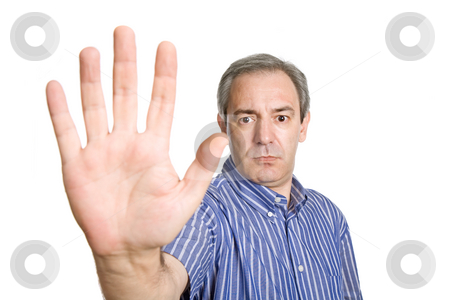 To use this stock image in your creative project, please select the size you need over to the right and click the "Add to Cart" button.
Your downloaded image will come with the Cutcaster watermark removed so don’t worry about the watermark you see on this page. Stop stock photo, Mature man making stop with his hand by Rui Vale de Sousa
