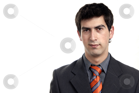 To use this stock image in your creative project, please select the size you need over to the right and click the "Add to Cart" button.
Your downloaded image will come with the Cutcaster watermark removed so don’t worry about the watermark you see on this page. Business man stock photo, Young business man portrait in white background by Rui Vale de Sousa