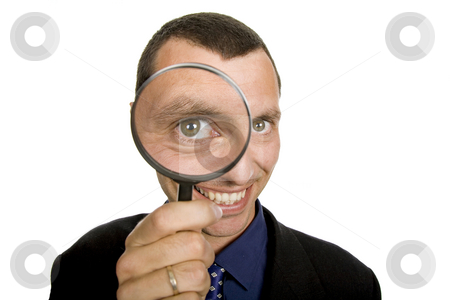 To use this stock image in your creative project, please select the size you need over to the right and click the "Add to Cart" button.
Your downloaded image will come with the Cutcaster watermark removed so don’t worry about the watermark you see on this page. Loupe stock photo, Business man with a loupe isolated on white by Rui Vale de Sousa