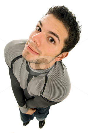 To use this stock image in your creative project, please select the size you need over to the right and click the "Add to Cart" button.
Your downloaded image will come with the Cutcaster watermark removed so don’t worry about the watermark you see on this page. Silly stock photo, Young casual man portrait in a white background by Rui Vale de Sousa