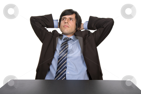 To use this stock image in your creative project, please select the size you need over to the right and click the "Add to Cart" button.
Your downloaded image will come with the Cutcaster watermark removed so don’t worry about the watermark you see on this page. Wondering stock photo, Young business man on a desk, isolated on white by Rui Vale de Sousa