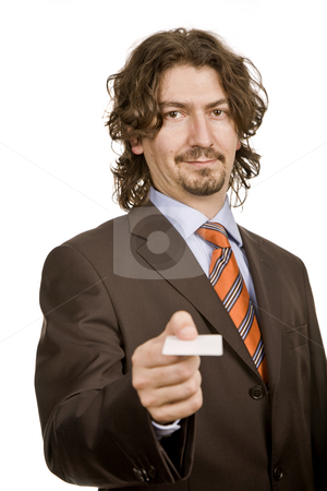 To use this stock image in your creative project, please select the size you need over to the right and click the "Add to Cart" button.
Your downloaded image will come with the Cutcaster watermark removed so don’t worry about the watermark you see on this page. Card stock photo, Young businessman with card, focus on the face by Rui Vale de Sousa