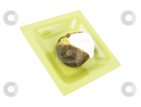 To use this stock image in your creative project, please select the size you need over to the right and click the "Add to Cart" button.
Your downloaded image will come with the Cutcaster watermark removed so don’t worry about the watermark you see on this page. Baked Potato with Sour Cream stock photo, Baked Potato with Sour Cream on White Background by John Teeter