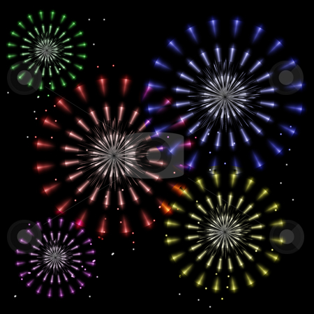 To use this stock image in your creative project, please select the size you need over to the right and click the "Add to Cart" button.
Your downloaded image will come with the Cutcaster watermark removed so don’t worry about the watermark you see on this page. Firework Flowers stock photo, Colorful fireworks explode in flower shapes in a night sky. by Karen Carter