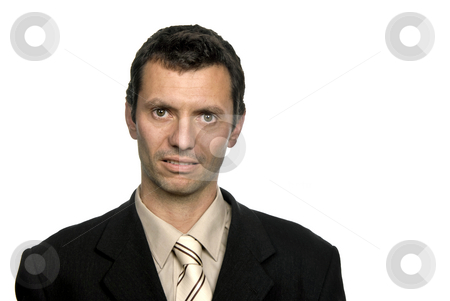 To use this stock image in your creative project, please select the size you need over to the right and click the "Add to Cart" button.
Your downloaded image will come with the Cutcaster watermark removed so don’t worry about the watermark you see on this page. Pensive stock photo, Young business men portrait isolated on white by Rui Vale de Sousa