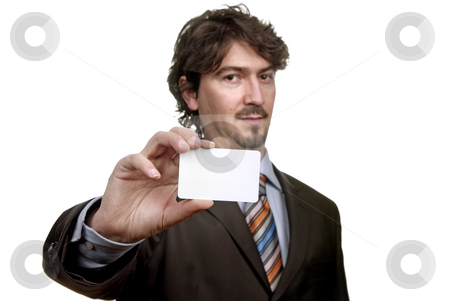 To use this stock image in your creative project, please select the size you need over to the right and click the "Add to Cart" button.
Your downloaded image will come with the Cutcaster watermark removed so don’t worry about the watermark you see on this page. Card stock photo, Young businessman with card, focus on the card by Rui Vale de Sousa