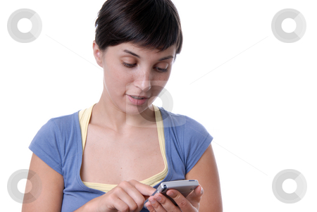 To use this stock image in your creative project, please select the size you need over to the right and click the "Add to Cart" button.
Your downloaded image will come with the Cutcaster watermark removed so don’t worry about the watermark you see on this page. Pda stock photo, Beautiful woman holding a PDA over a white background by Rui Vale de Sousa