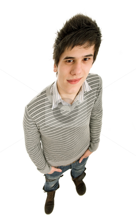 To use this stock image in your creative project, please select the size you need over to the right and click the "Add to Cart" button.
Your downloaded image will come with the Cutcaster watermark removed so don’t worry about the watermark you see on this page. Looking up stock photo, Young casual man portrait in a white background by Rui Vale de Sousa