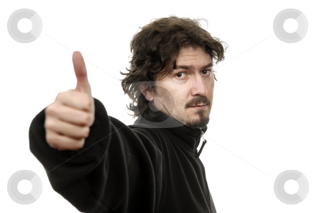 To use this stock image in your creative project, please select the size you need over to the right and click the "Add to Cart" button.
Your downloaded image will come with the Cutcaster watermark removed so don’t worry about the watermark you see on this page. Thumbs stock photo, Young casual man portrait in white background by Rui Vale de Sousa