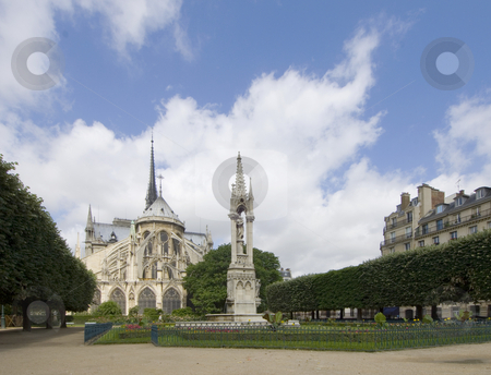 To use this stock image in your creative project, please select the size you need over to the right and click the "Add to Cart" button.
Your downloaded image will come with the Cutcaster watermark removed so don’t worry about the watermark you see on this page. Notre Dame stock photo, The back side of the Notre Dame, with a typical french garden and fountain in the middle. by Corepics VOF