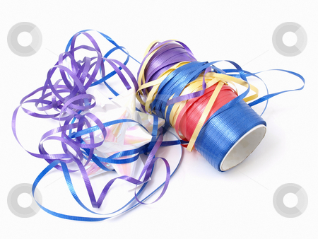 To use this stock image in your creative project, please select the size you need over to the right and click the "Add to Cart" button.
Your downloaded image will come with the Cutcaster watermark removed so don’t worry about the watermark you see on this page. Tangle of Ribbons stock photo, A tangle of colorful ribbons isolated against a white background. by Robert Gebbie