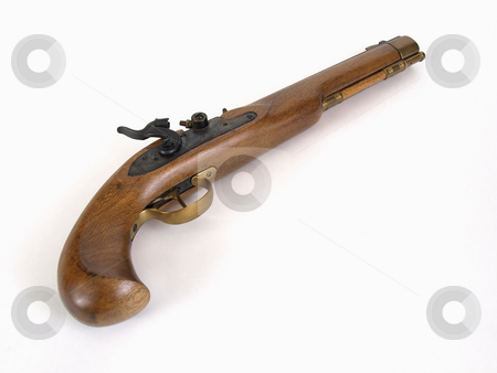 To use this stock image in your creative project, please select the size you need over to the right and click the "Add to Cart" button.
Your downloaded image will come with the Cutcaster watermark removed so don’t worry about the watermark you see on this page. Black Powder Pistol stock photo, A single shot black powder muzzle loading pistol angled on a white background with room for text. by Robert Gebbie