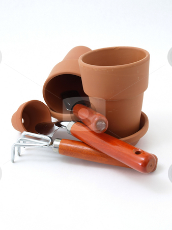 To use this stock image in your creative project, please select the size you need over to the right and click the "Add to Cart" button.
Your downloaded image will come with the Cutcaster watermark removed so don’t worry about the watermark you see on this page. Empty Orange Gardening Pots and Tools stock photo, Several different sized terra cotta clay pots and gardening tools isolated on a white background. by Robert Gebbie