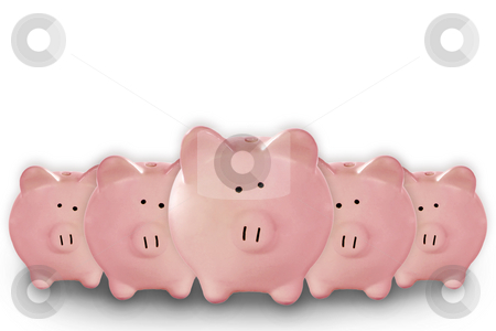 To use this stock image in your creative project, please select the size you need over to the right and click the "Add to Cart" button.
Your downloaded image will come with the Cutcaster watermark removed so don’t worry about the watermark you see on this page. 5 Piggy Banks Lined up stock photo, 5 Piggy Banks Lined up Waiting for Your Savings by Katrina Brown