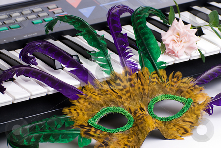 To use this stock image in your creative project, please select the size you need over to the right and click the "Add to Cart" button.
Your downloaded image will come with the Cutcaster watermark removed so don’t worry about the watermark you see on this page. Musical Party stock photo, Closeup view of a feathered mask and a pink rose resting on an electronic keyboard instrument by Richard Nelson