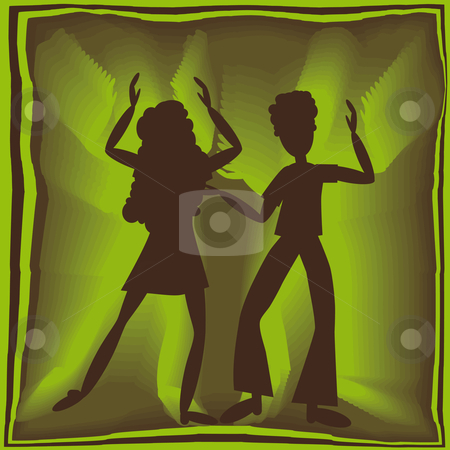 To use this stock image in your creative project, please select the size you need over to the right and click the "Add to Cart" button.
Your downloaded image will come with the Cutcaster watermark removed so don’t worry about the watermark you see on this page. Retro dancing in green stock vector clipart, Retro couple dancing in green light with brown background by Karin Claus