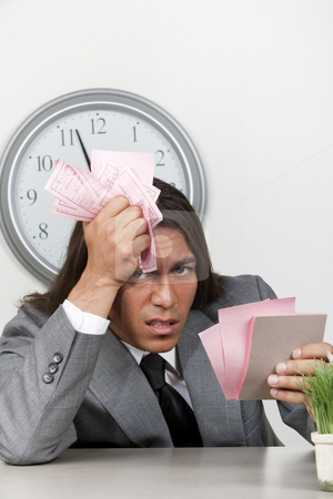 To use this stock image in your creative project, please select the size you need over to the right and click the "Add to Cart" button.
Your downloaded image will come with the Cutcaster watermark removed so don’t worry about the watermark you see on this page. Businessman with too much to do stock photo, Mixed race businessman with many to do notes by Scott Griessel