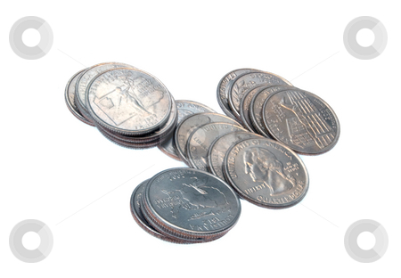 To use this stock image in your creative project, please select the size you need over to the right and click the "Add to Cart" button.
Your downloaded image will come with the Cutcaster watermark removed so don’t worry about the watermark you see on this page. Stack of Quarters, Isolated stock photo, Stacks of US Quarters, isolated on a white background by Steve Carroll