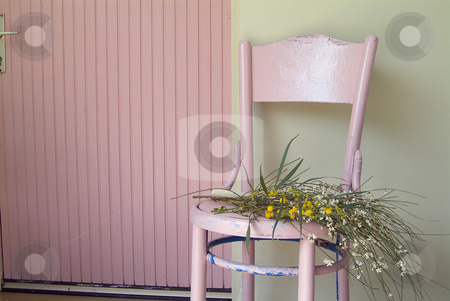 To use this stock image in your creative project, please select the size you need over to the right and click the "Add to Cart" button.
Your downloaded image will come with the Cutcaster watermark removed so don’t worry about the watermark you see on this page. Old pink chair and flowers stock photo, Old pink chair and flowers in front of green wall and pink door. by Noam Armonn