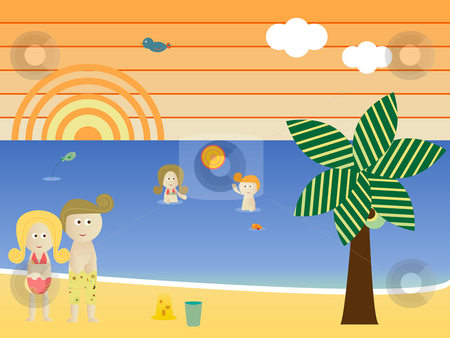 To use this stock image in your creative project, please select the size you need over to the right and click the "Add to Cart" button.
Your downloaded image will come with the Cutcaster watermark removed so don’t worry about the watermark you see on this page. Retro Beach Family stock vector clipart, Retro Beach Sunset Landscape Family Vacation by Augusto Cabral Graphiste Rennes