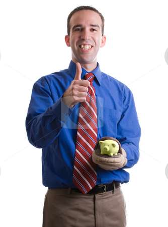 To use this stock image in your creative project, please select the size you need over to the right and click the "Add to Cart" button.
Your downloaded image will come with the Cutcaster watermark removed so don’t worry about the watermark you see on this page. Successful Investment stock photo, Concept image of a businessman giving a thumbs up because of a successful investment, isolated against a white background by Richard Nelson