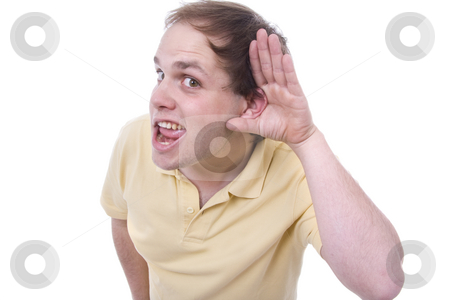 To use this stock image in your creative project, please select the size you need over to the right and click the "Add to Cart" button.
Your downloaded image will come with the Cutcaster watermark removed so don’t worry about the watermark you see on this page. Portrait of young casual man which overhears conversation stock photo, Portrait of young casual man which overhears conversation by Cristovao Oliveira