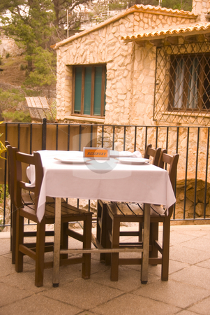 To use this stock image in your creative project, please select the size you need over to the right and click the "Add to Cart" button.
Your downloaded image will come with the Cutcaster watermark removed so don’t worry about the watermark you see on this page. Restaurant stock photo, A table in a hotel on the island mallorca spain by Wolfgang Zintl