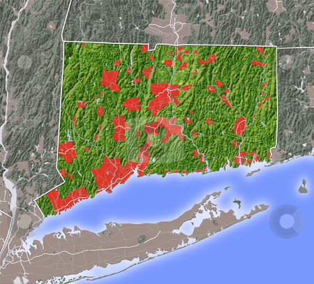To use this stock image in your creative project, please select the size you need over to the right and click the "Add to Cart" button.
Your downloaded image will come with the Cutcaster watermark removed so don’t worry about the watermark you see on this page. Connecticut, shaded relief map. stock photo, Connecticut, shaded relief map. Colored according to natural appearance, with major urban areas. Includes clip paths for the state boundary and land areas.
Projection: Mercator ; Geographic extents: W: -74.0; E: -71.5; S: 40.6; N: 42.3 by Michael Schmeling