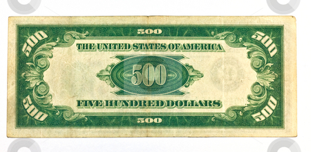 To use this stock image in your creative project, please select the size you need over to the right and click the "Add to Cart" button.
Your downloaded image will come with the Cutcaster watermark removed so don’t worry about the watermark you see on this page. Old Five Hundred Dollar Bill Backside stock photo, Old Five Hundred Dollar Bill Backside by Dennis Crumrin